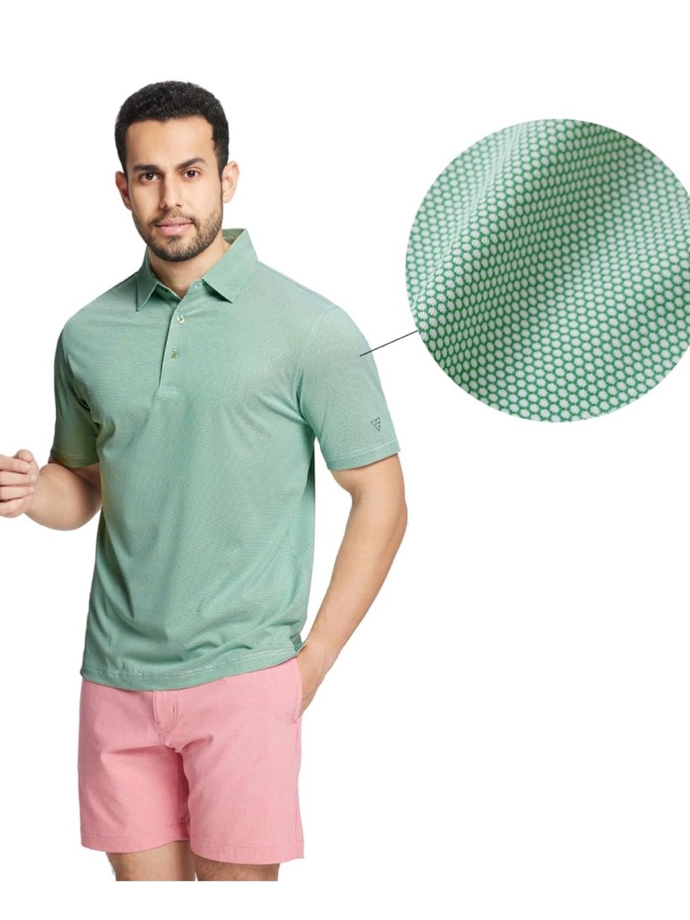 Men's Mint Micro-Pattern Polo Shirt